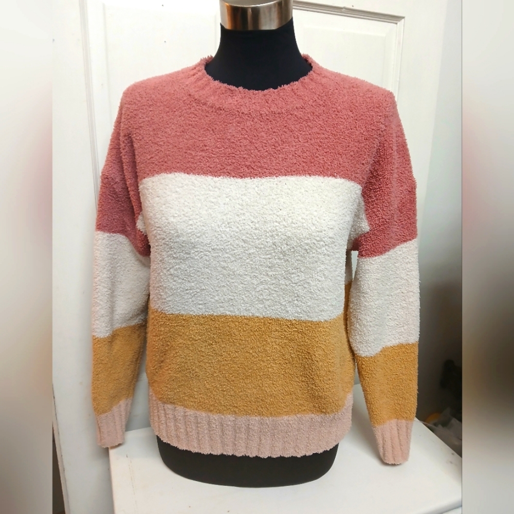 T & S Threads & Supply Women's Striped Super Soft Long Sleeve Pullover Sweater